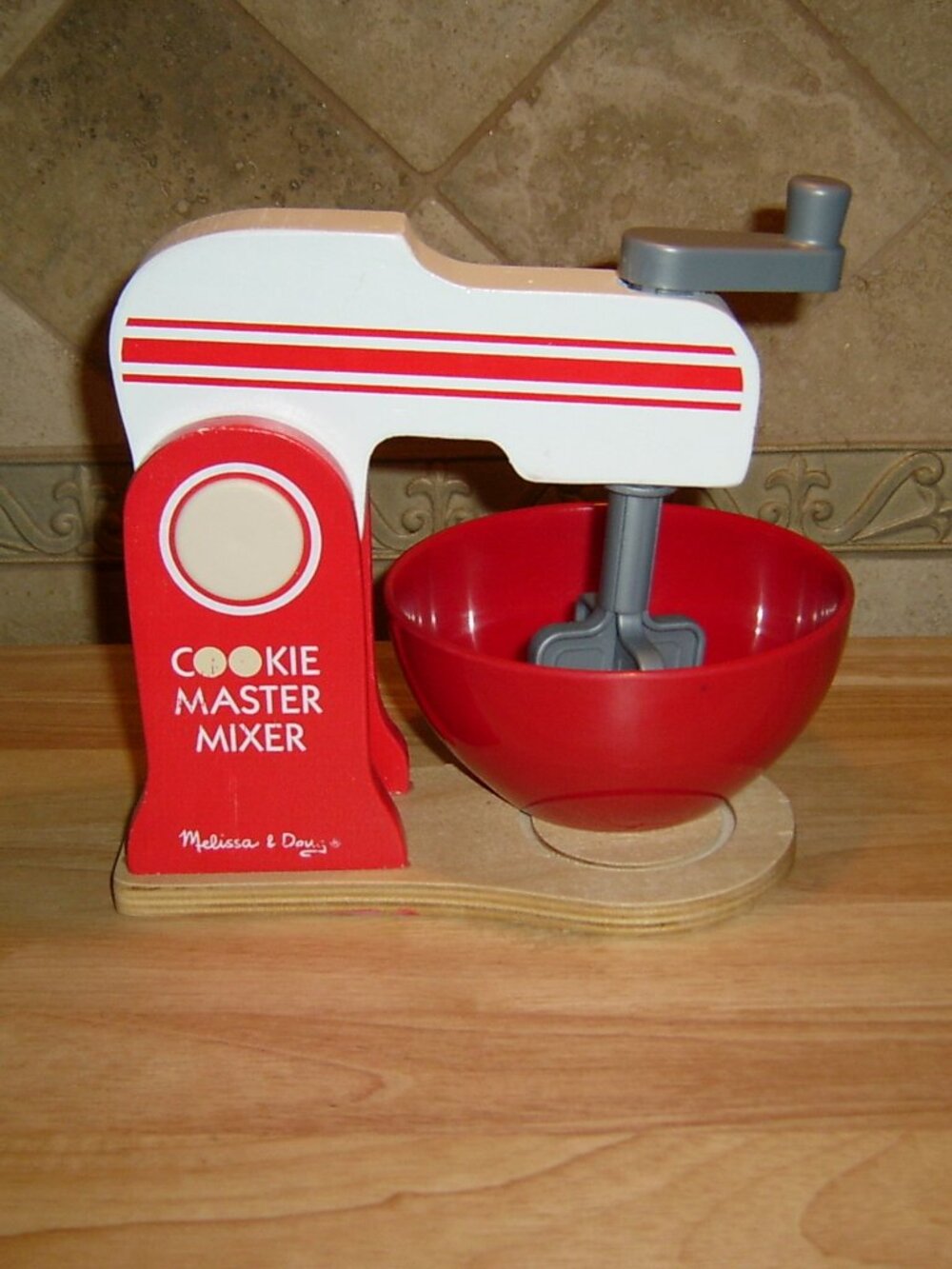 Melissa & Doug Bake & Blend Toy Wooden Mixer & Bowl, VGUC